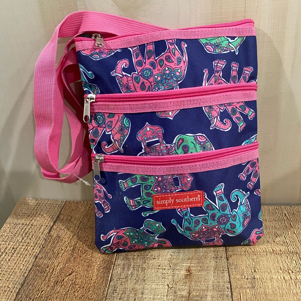 Simply Southern Pink and Blue Floral Crossbody Bag